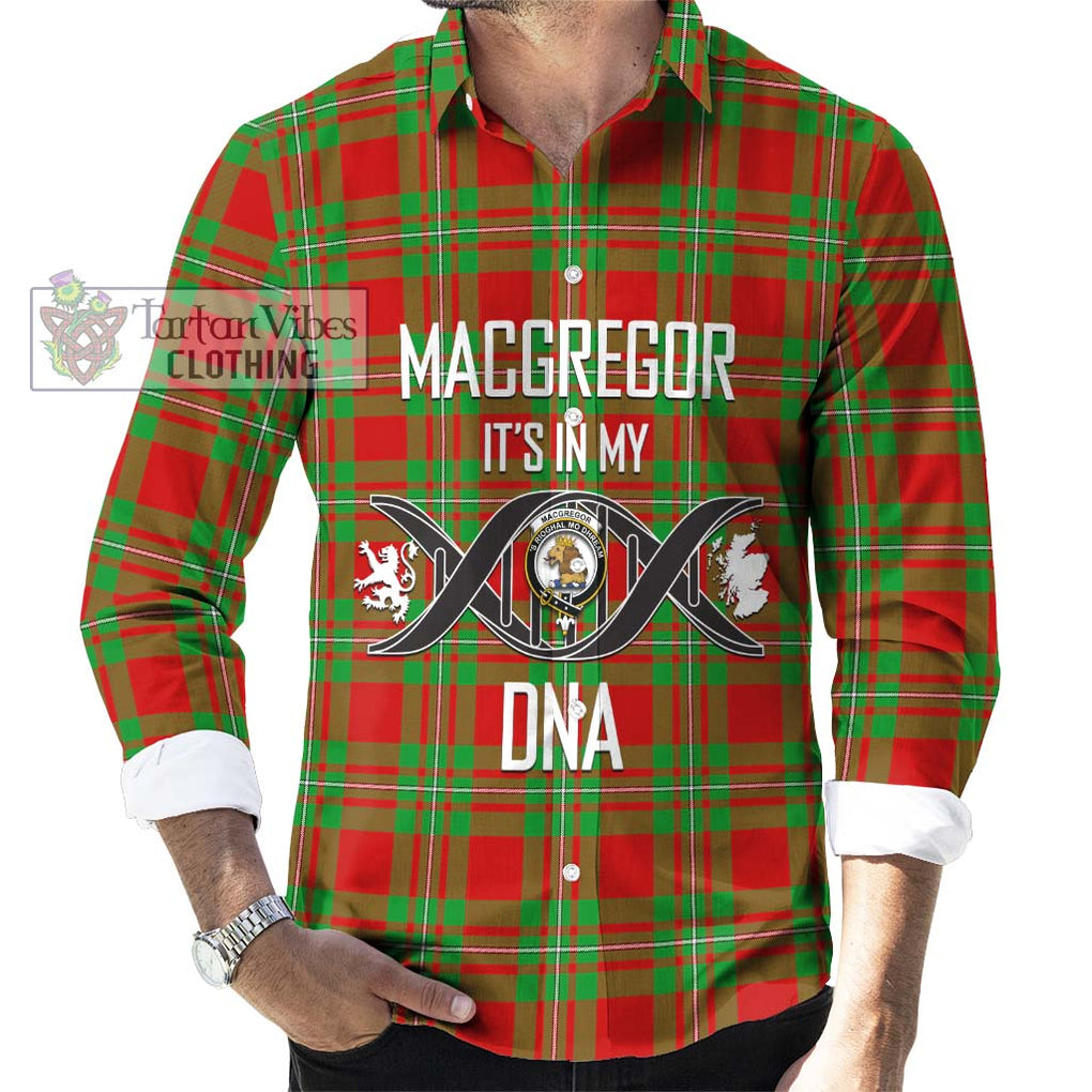 MacGregor Modern Tartan Long Sleeve Button Shirt with Family Crest DNA In Me Style Men's Shirt S - Tartanvibesclothing Shop