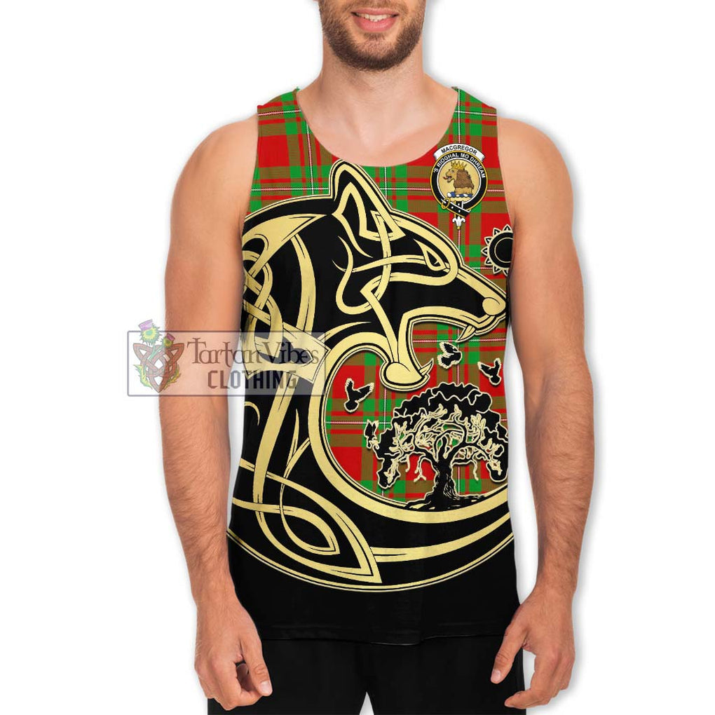 MacGregor Modern Tartan Men's Tank Top with Family Crest Celtic Wolf Style Men - Tartan Vibes Clothing