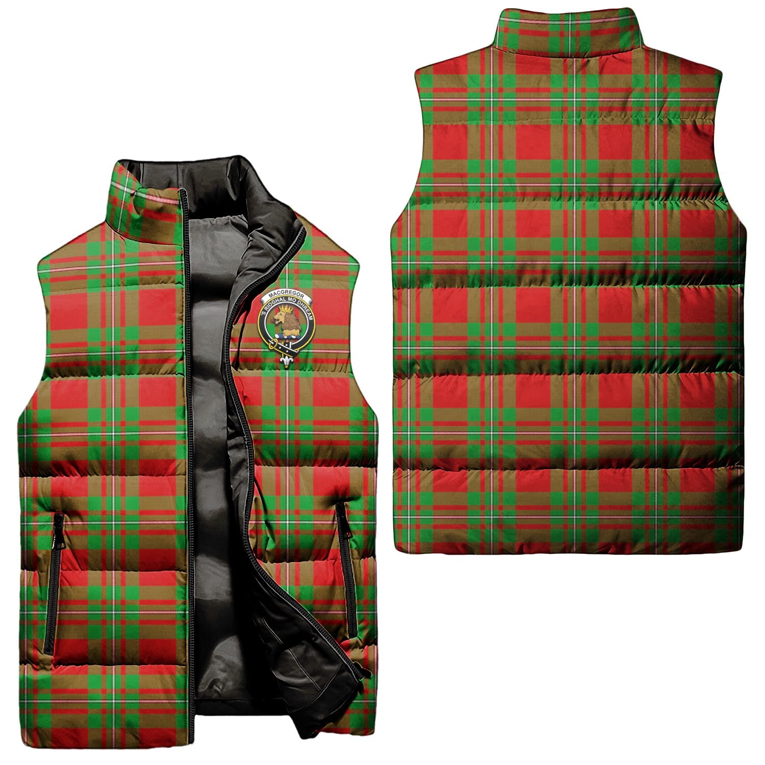 MacGregor Modern Tartan Sleeveless Puffer Jacket with Family Crest Unisex - Tartanvibesclothing