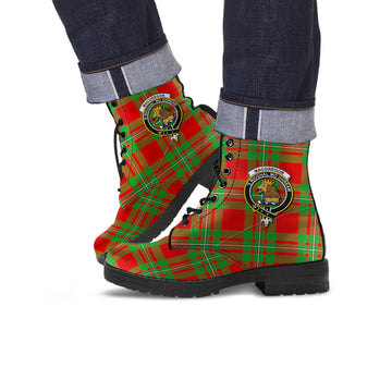 MacGregor Modern Tartan Leather Boots with Family Crest