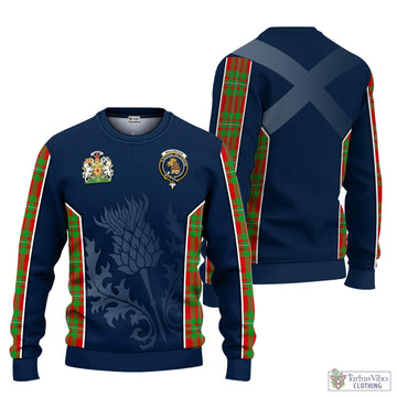 MacGregor Modern Tartan Knitted Sweatshirt with Family Crest and Scottish Thistle Vibes Sport Style