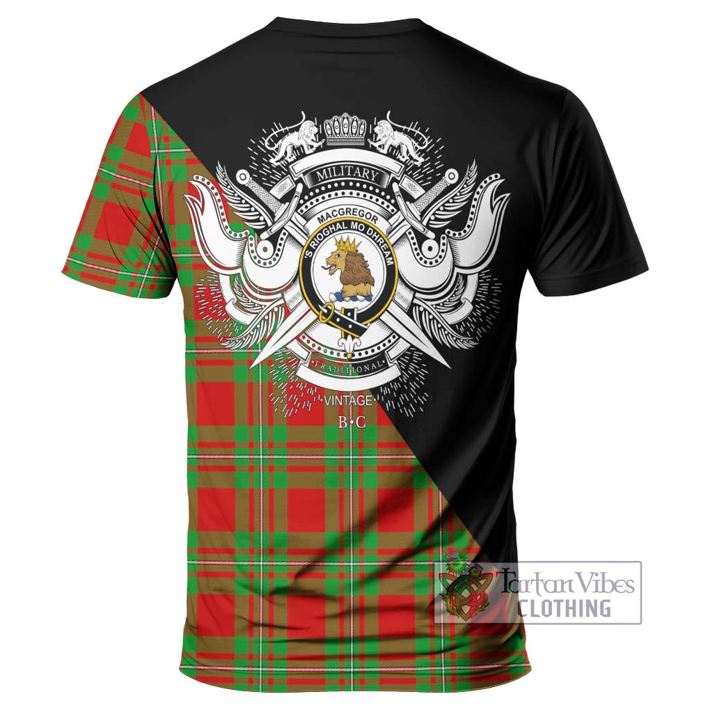 MacGregor Modern Tartan T-Shirt with Family Crest and Military Logo Style - Tartanvibesclothing Shop