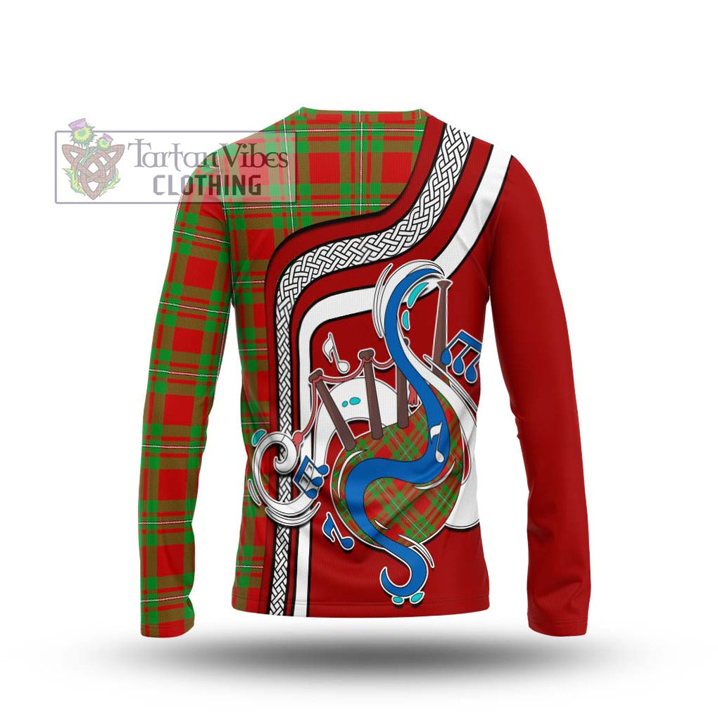 Tartan Vibes Clothing MacGregor Modern Tartan Long Sleeve T-Shirt with Epic Bagpipe Style