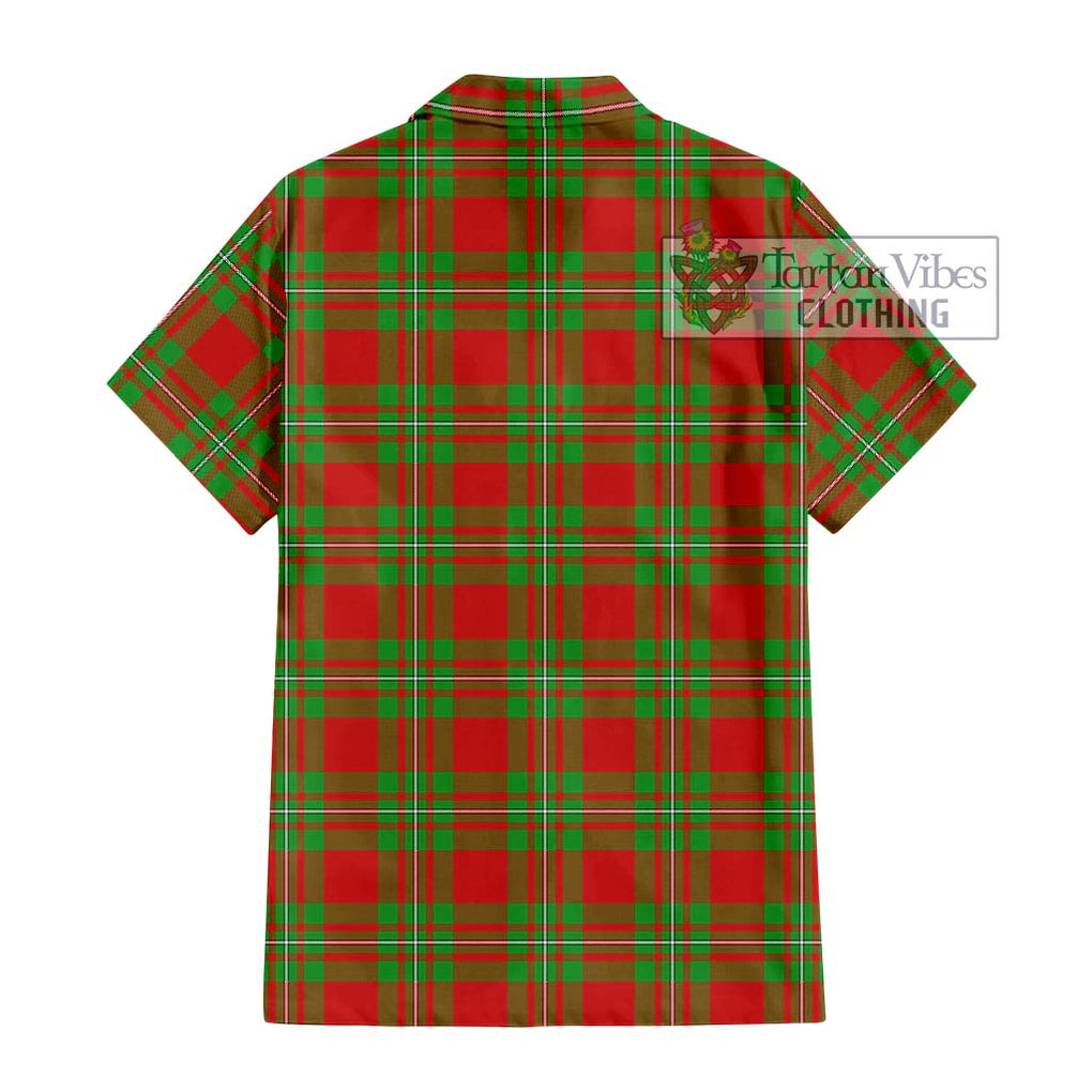 MacGregor Modern Tartan Short Sleeve Button Shirt with Family Crest DNA In Me Style - Tartanvibesclothing Shop