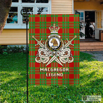 MacGregor Modern Tartan Flag with Clan Crest and the Golden Sword of Courageous Legacy