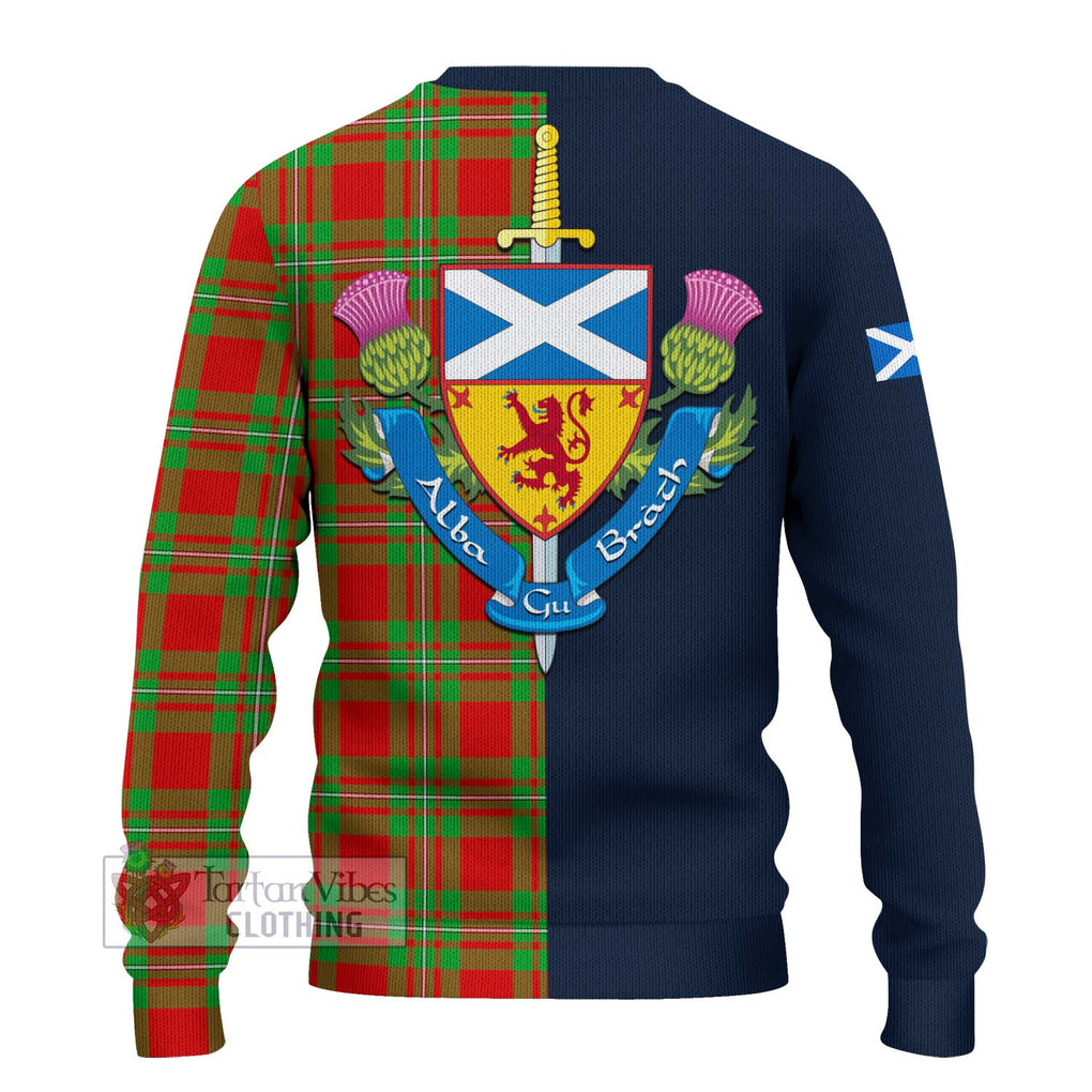 Tartan Vibes Clothing MacGregor Modern Tartan Knitted Sweater with Scottish Lion Royal Arm Half Style