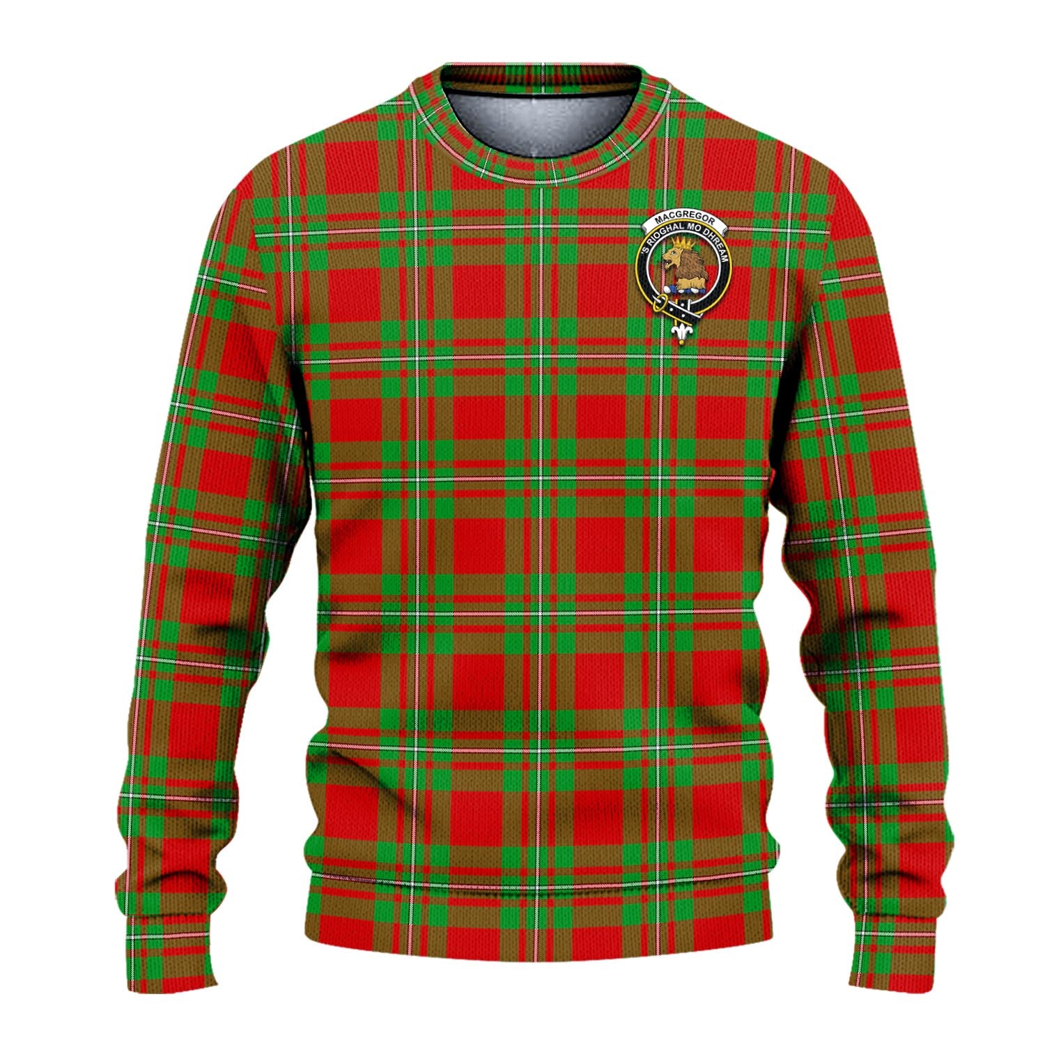 MacGregor Modern Tartan Knitted Sweater with Family Crest - Tartanvibesclothing