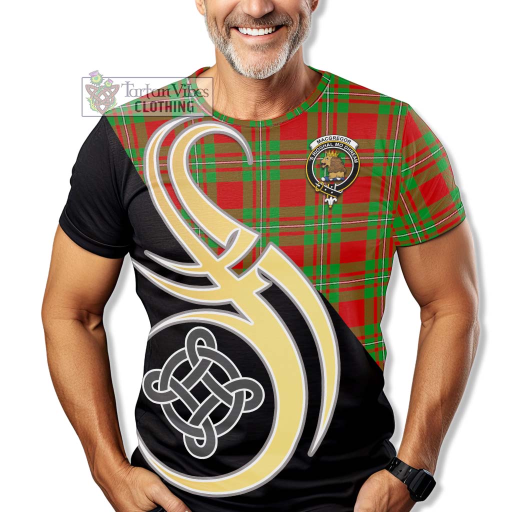 Tartan Vibes Clothing MacGregor Modern Tartan T-Shirt with Family Crest and Celtic Symbol Style