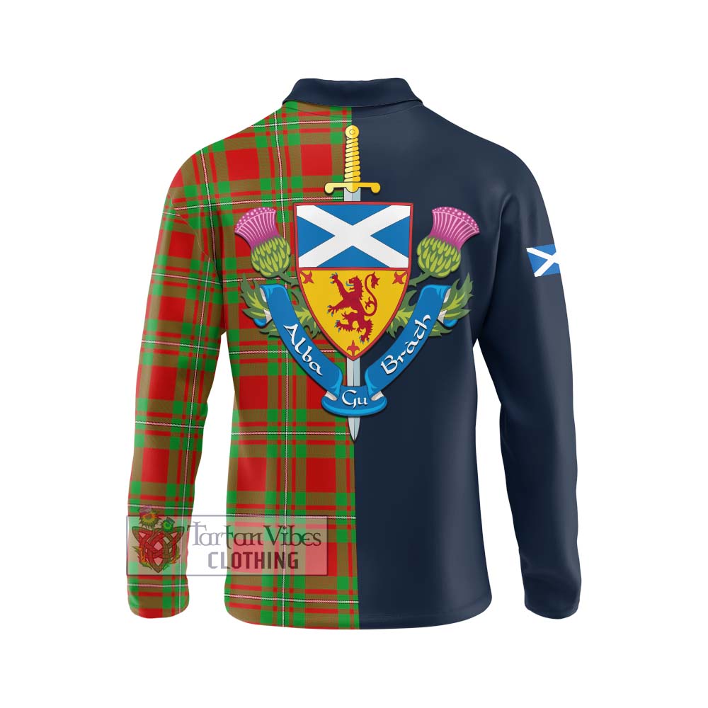 Tartan Vibes Clothing MacGregor Modern Tartan Long Sleeve Polo Shirt with Scottish Lion Royal Arm Half Style