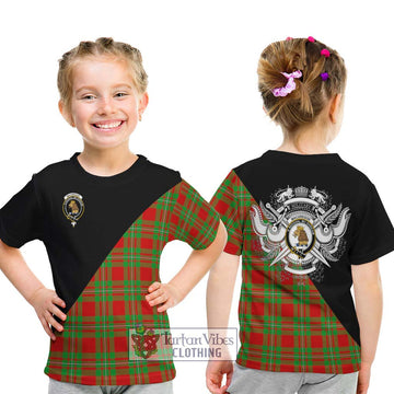 MacGregor Modern Tartan Kid T-Shirt with Family Crest and Military Logo Style