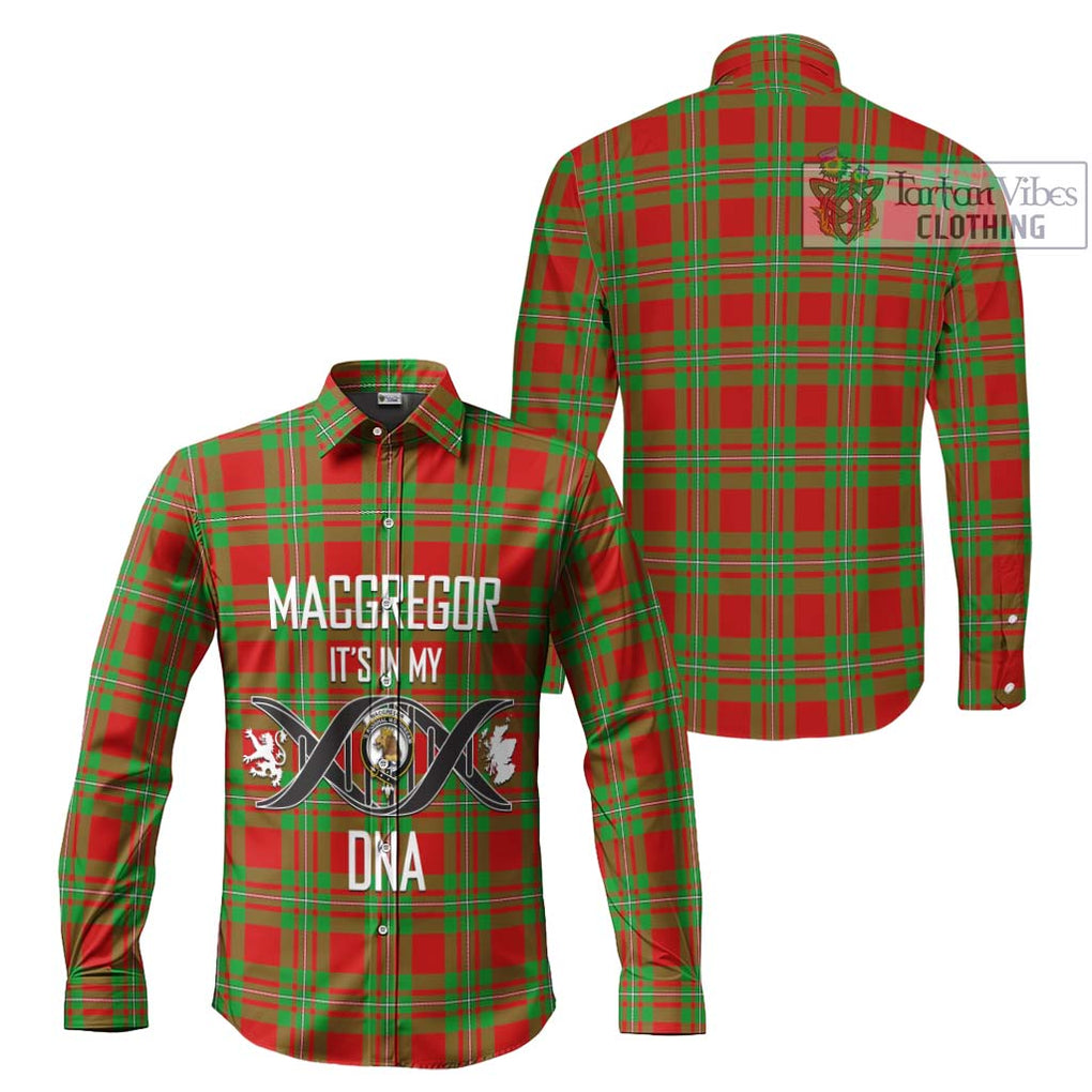 MacGregor Modern Tartan Long Sleeve Button Shirt with Family Crest DNA In Me Style Men's Shirt - Tartanvibesclothing Shop