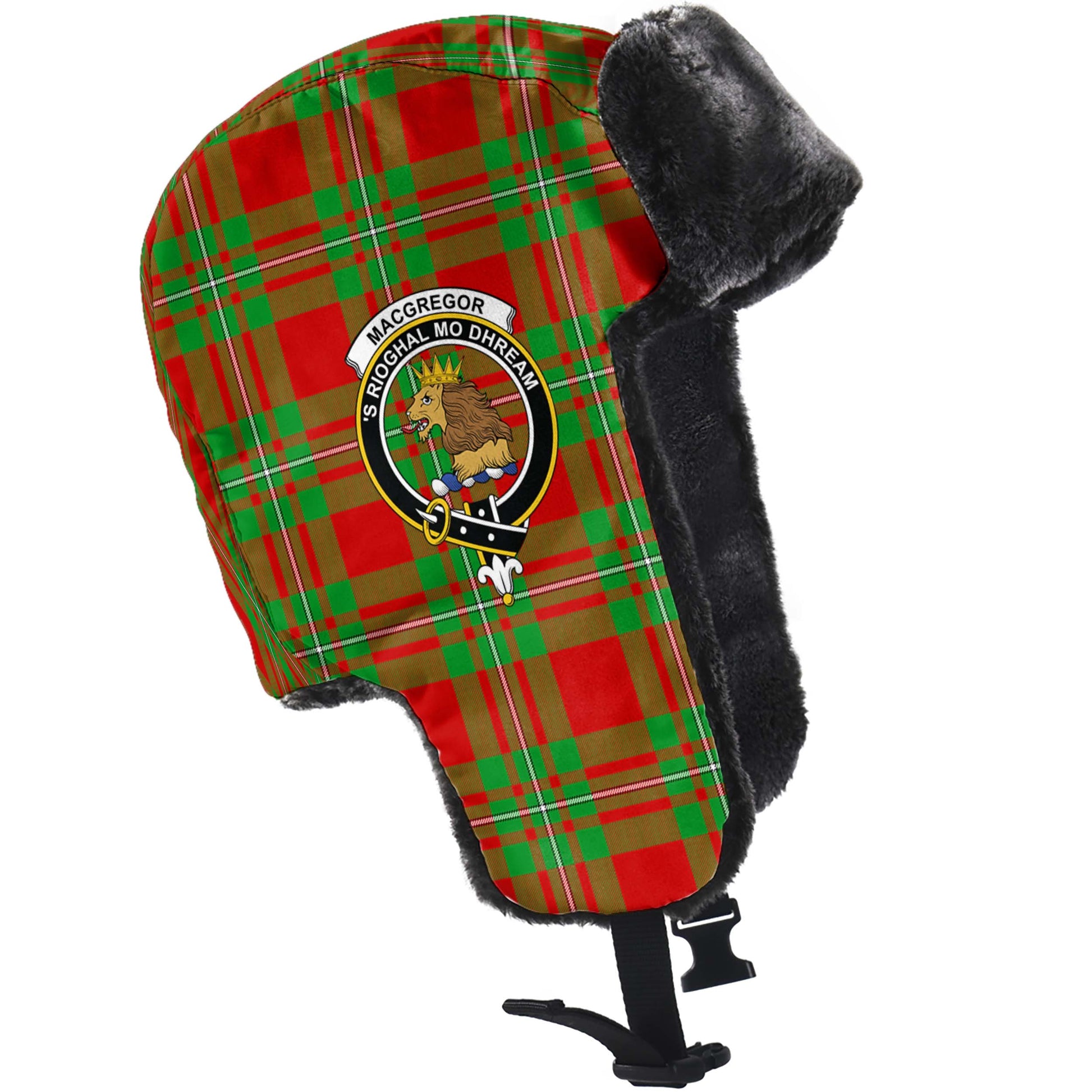 MacGregor Modern Tartan Winter Trapper Hat with Family Crest - Tartanvibesclothing