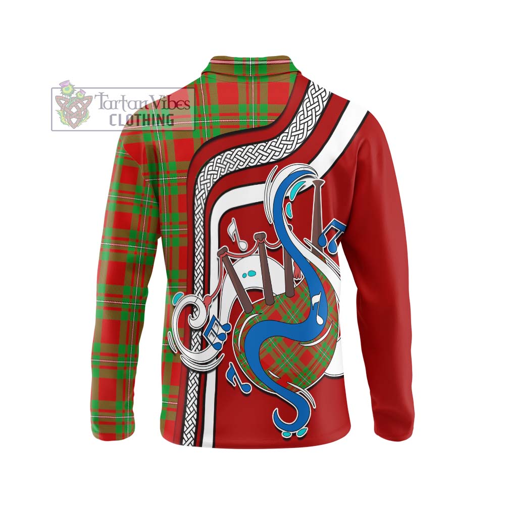 Tartan Vibes Clothing MacGregor Modern Tartan Long Sleeve Polo Shirt with Epic Bagpipe Style