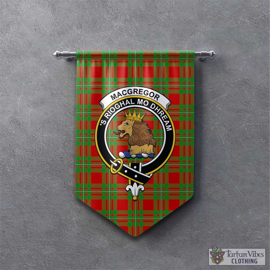 Tartan Vibes Clothing MacGregor Modern Tartan Gonfalon, Tartan Banner with Family Crest