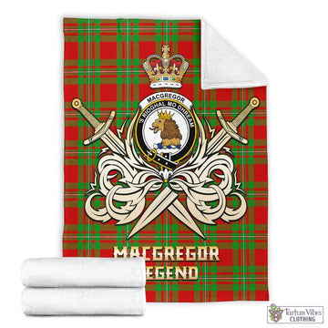 MacGregor Modern Tartan Blanket with Clan Crest and the Golden Sword of Courageous Legacy