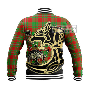 MacGregor Modern Tartan Baseball Jacket with Family Crest Celtic Wolf Style