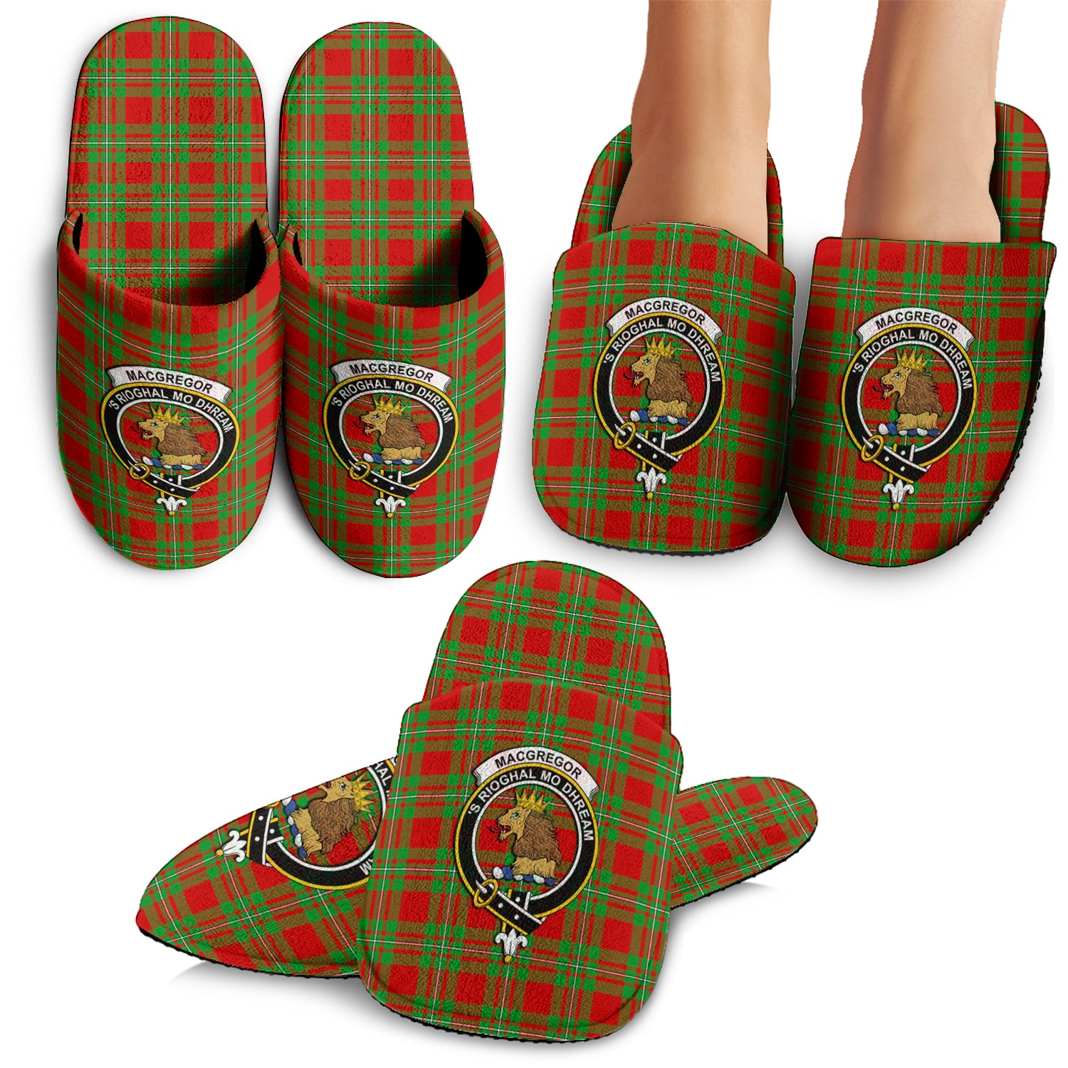 MacGregor Modern Tartan Home Slippers with Family Crest - Tartanvibesclothing