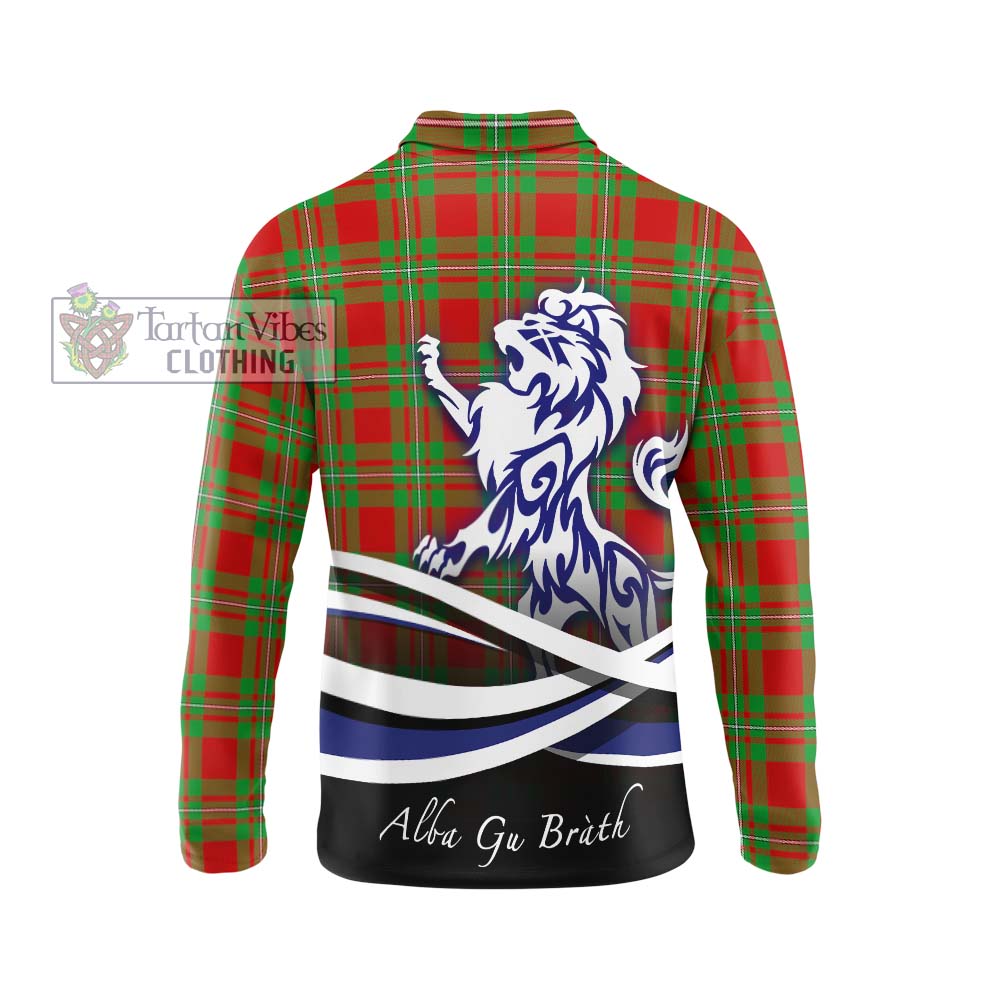 MacGregor Modern Tartan Long Sleeve Polo Shirt with Alba Gu Brath Regal Lion Emblem - Tartanvibesclothing Shop