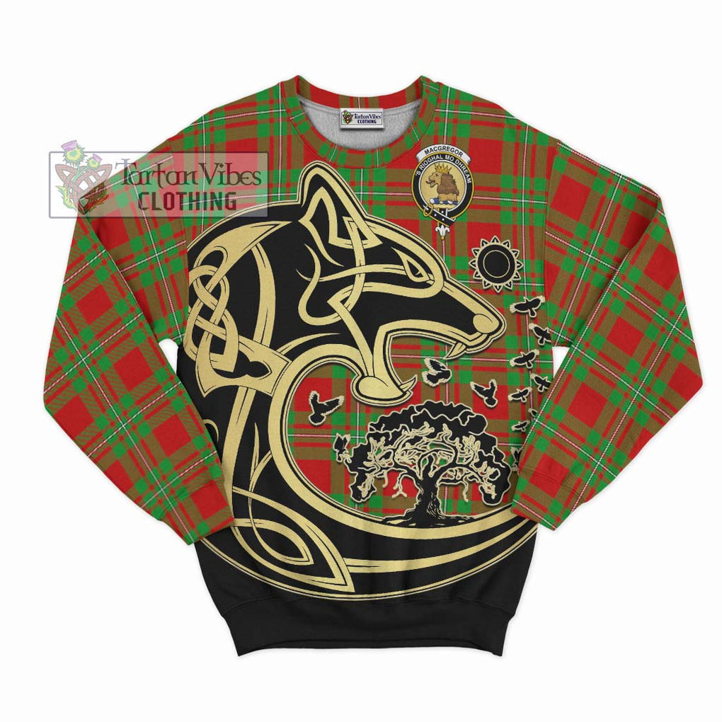 MacGregor Modern Tartan Sweatshirt with Family Crest Celtic Wolf Style - Tartan Vibes Clothing