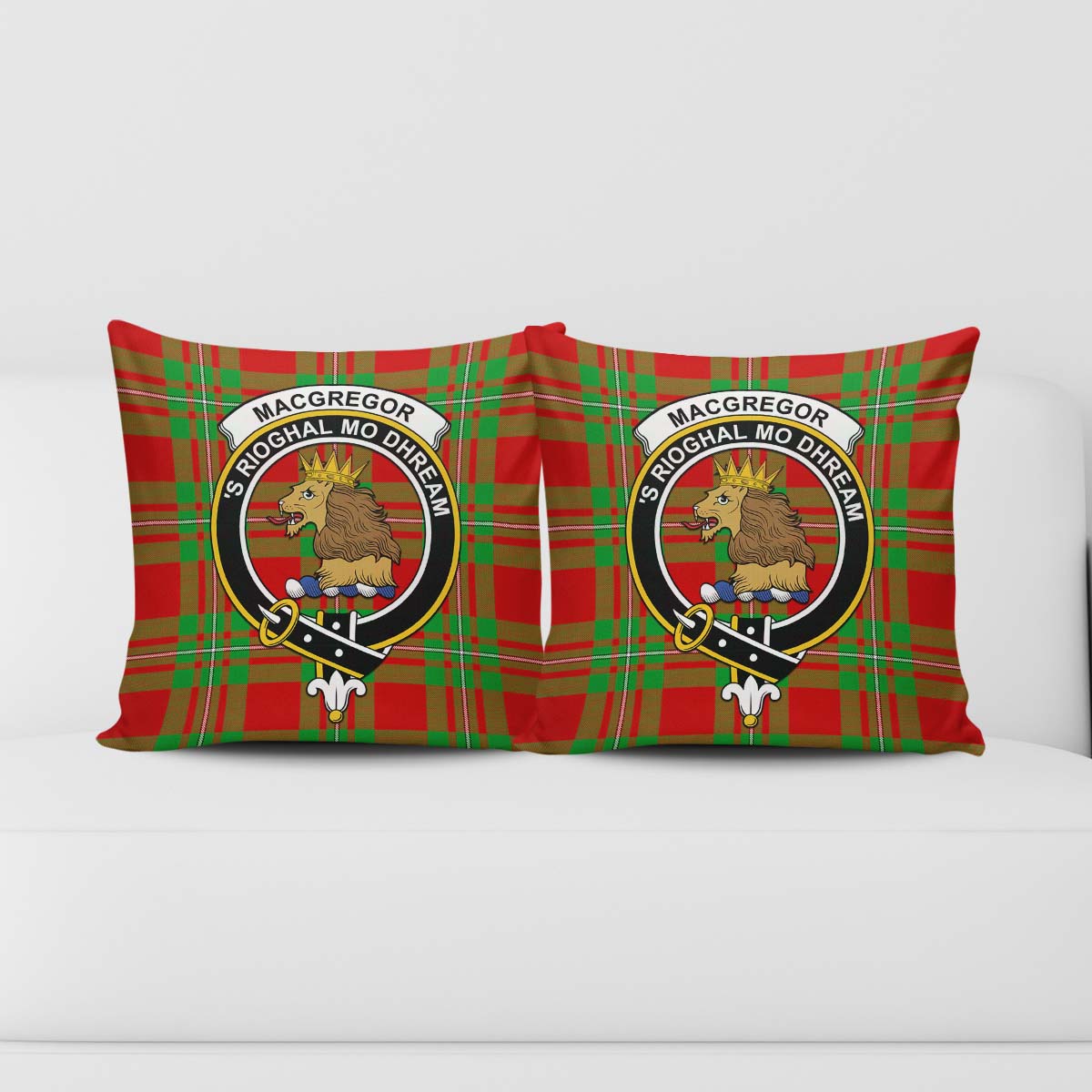 MacGregor Modern Tartan Pillow Cover with Family Crest - Tartanvibesclothing