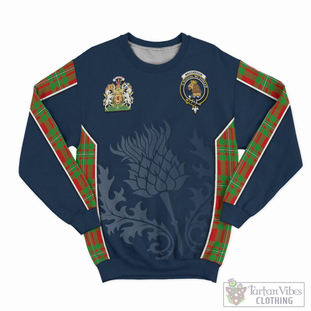 Tartan Vibes Clothing MacGregor Modern Tartan Sweatshirt with Family Crest and Scottish Thistle Vibes Sport Style