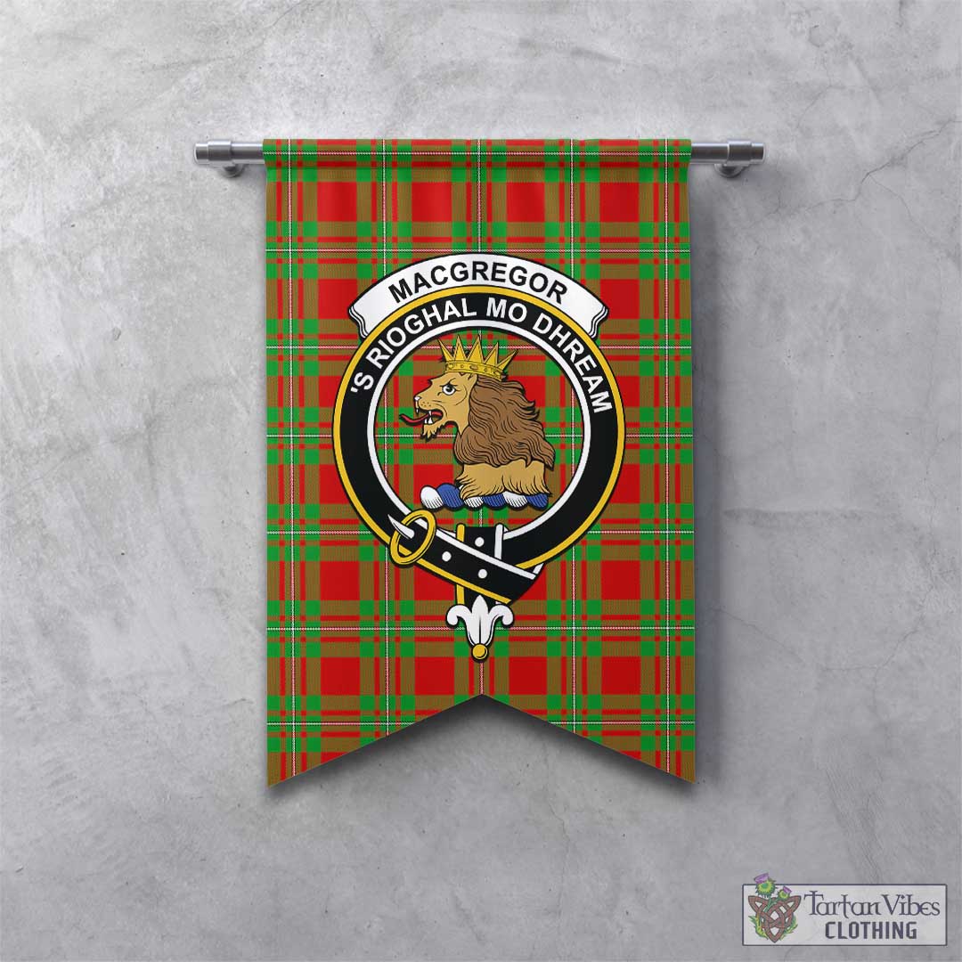 Tartan Vibes Clothing MacGregor Modern Tartan Gonfalon, Tartan Banner with Family Crest