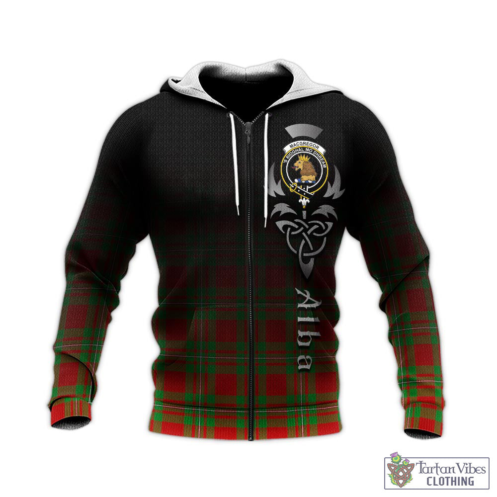 Tartan Vibes Clothing MacGregor Modern Tartan Knitted Hoodie Featuring Alba Gu Brath Family Crest Celtic Inspired