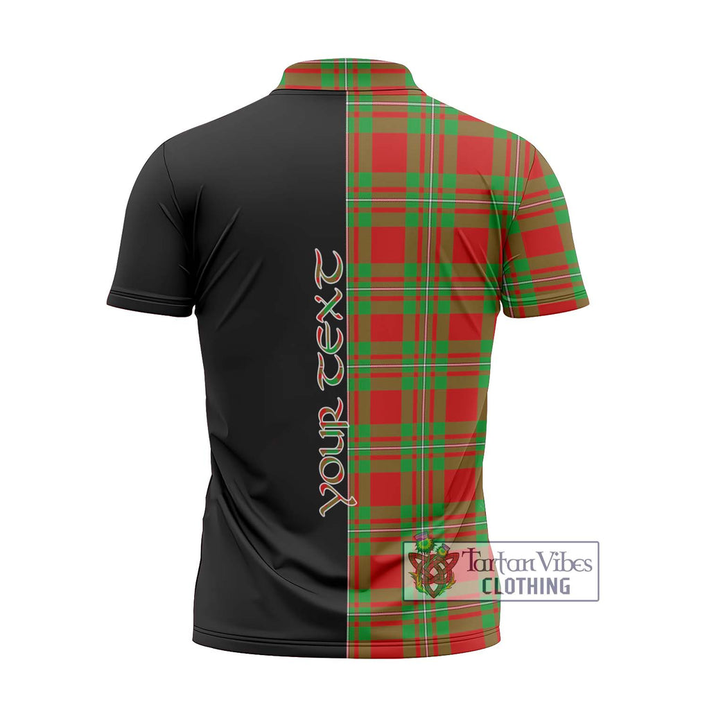 MacGregor Modern Tartan Zipper Polo Shirt with Family Crest and Half Of Me Style - Tartanvibesclothing Shop