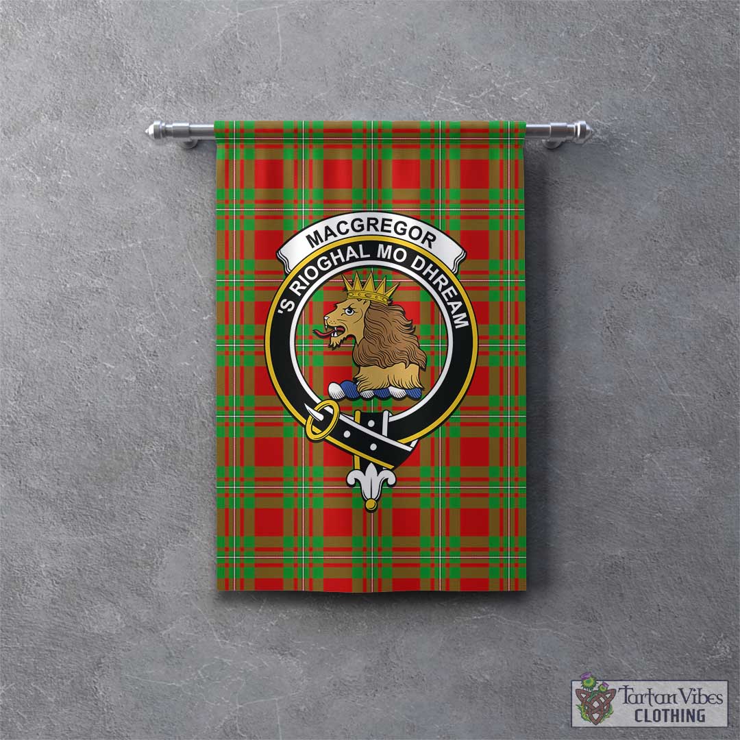 Tartan Vibes Clothing MacGregor Modern Tartan Gonfalon, Tartan Banner with Family Crest