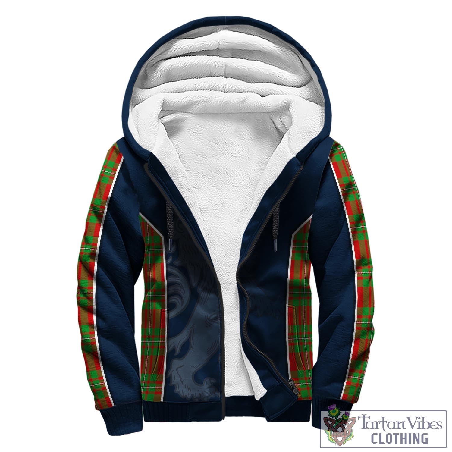 Tartan Vibes Clothing MacGregor Modern Tartan Sherpa Hoodie with Family Crest and Lion Rampant Vibes Sport Style