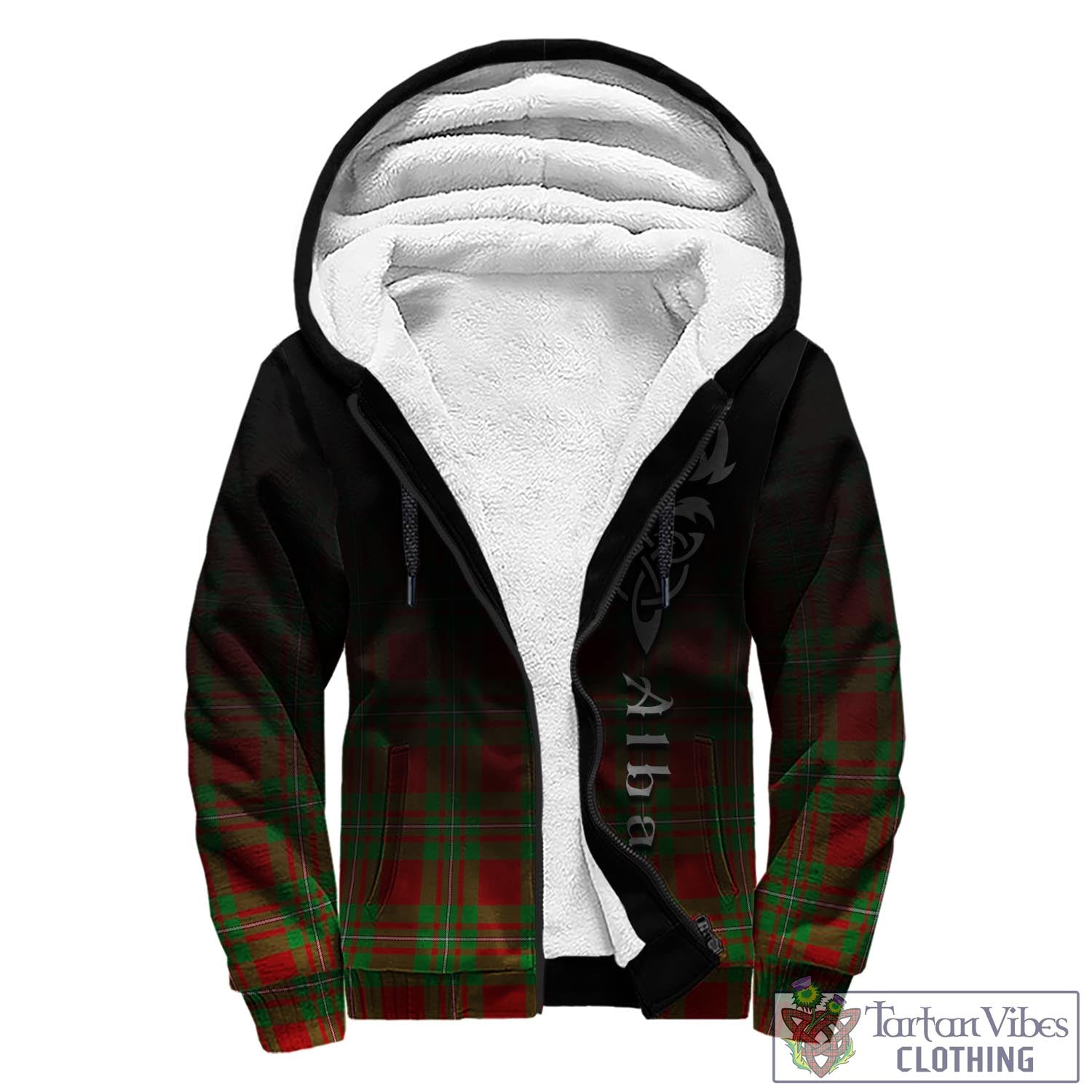 Tartan Vibes Clothing MacGregor Modern Tartan Sherpa Hoodie Featuring Alba Gu Brath Family Crest Celtic Inspired