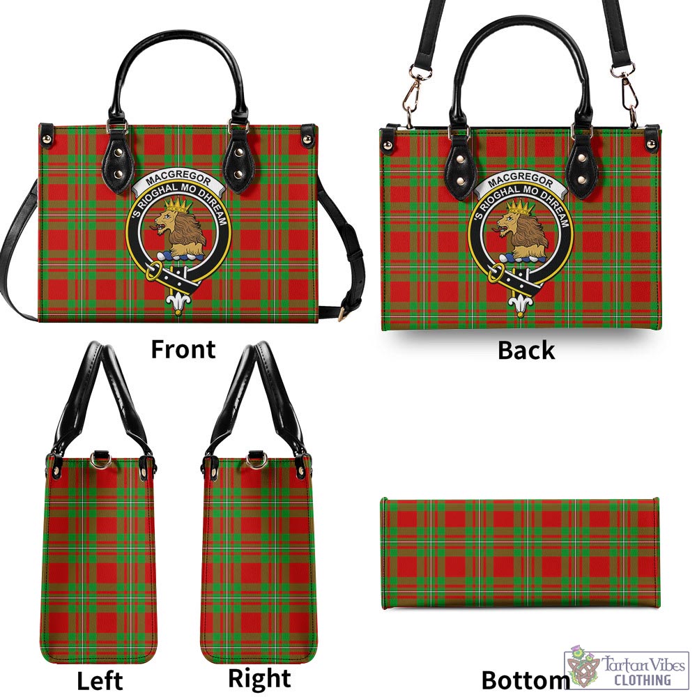 Tartan Vibes Clothing MacGregor Modern Tartan Luxury Leather Handbags with Family Crest