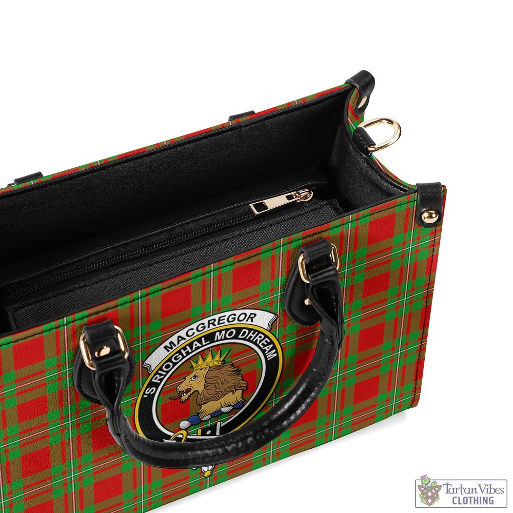 Tartan Vibes Clothing MacGregor Modern Tartan Luxury Leather Handbags with Family Crest