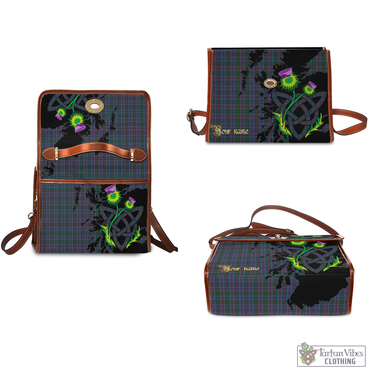 MacHardy (McHardy) Tartan Waterproof Canvas Bag with Scotland Map and Thistle Celtic Accents - Tartan Vibes Clothing