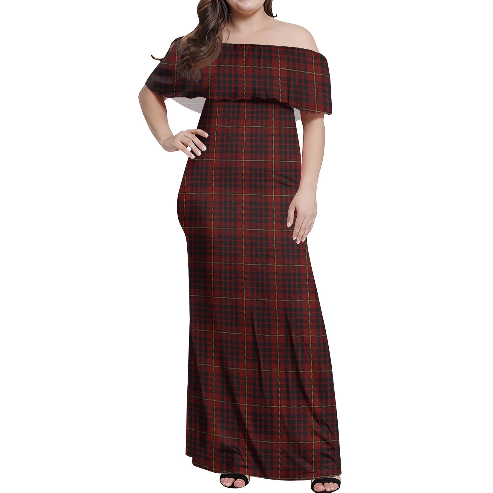 MacIan Tartan Off Shoulder Long Dress Women's Dress - Tartanvibesclothing