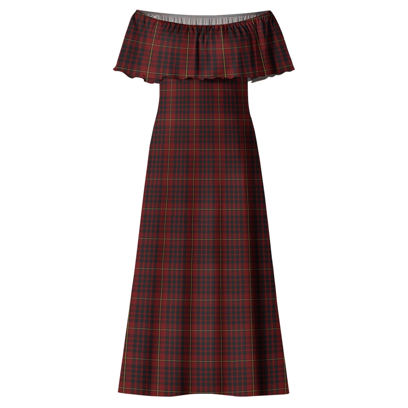 MacIan Tartan Off Shoulder Long Dress - Tartanvibesclothing