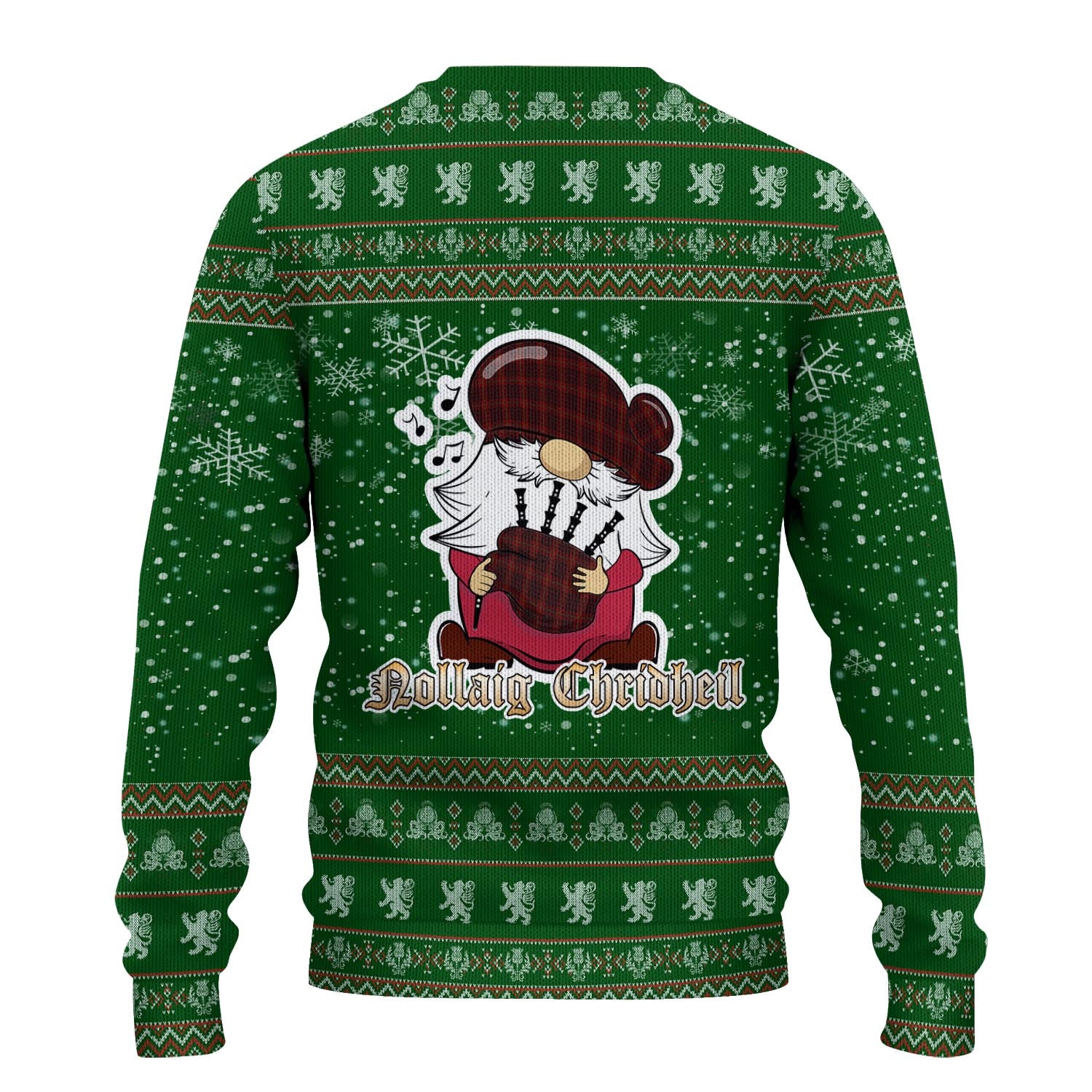 MacIan Clan Christmas Family Knitted Sweater with Funny Gnome Playing Bagpipes - Tartanvibesclothing