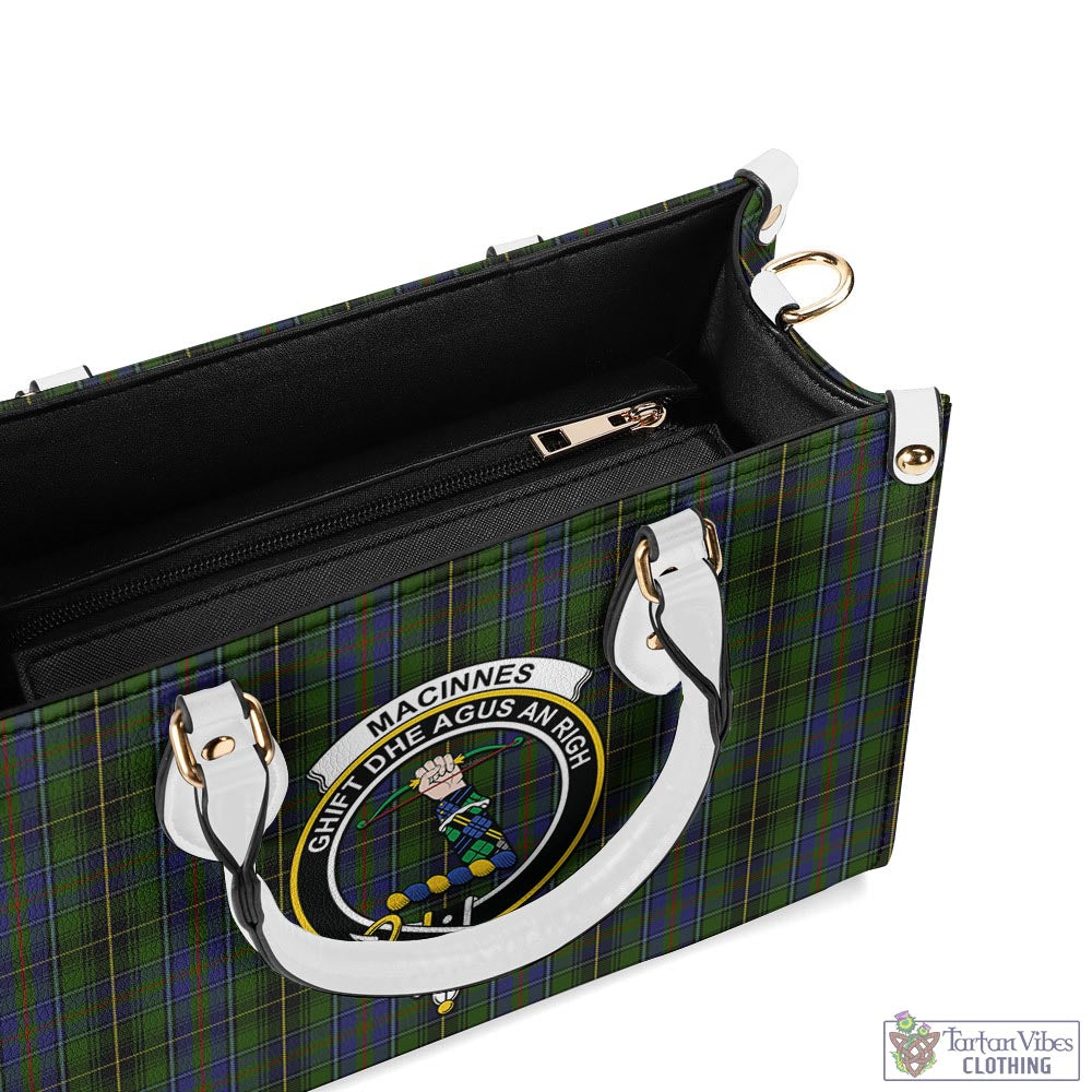 Tartan Vibes Clothing MacInnes Tartan Luxury Leather Handbags with Family Crest