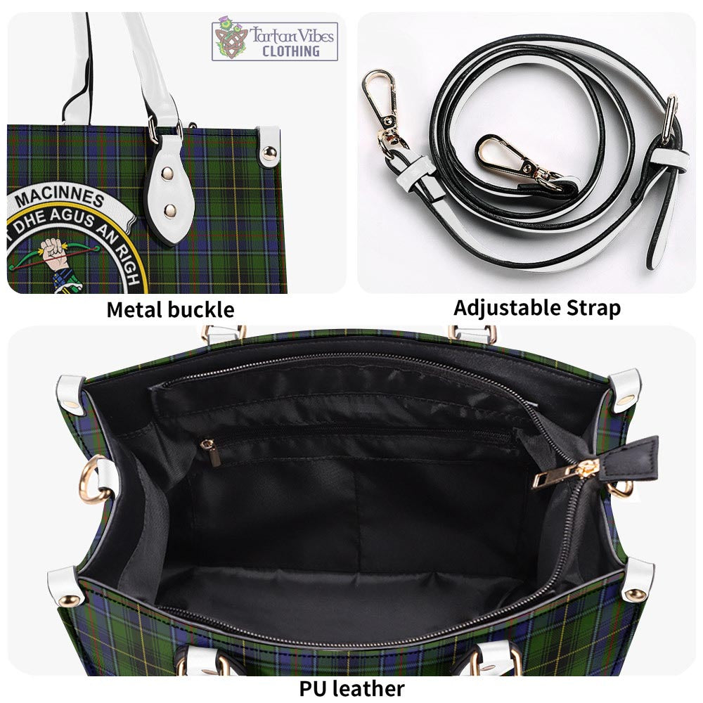 Tartan Vibes Clothing MacInnes Tartan Luxury Leather Handbags with Family Crest