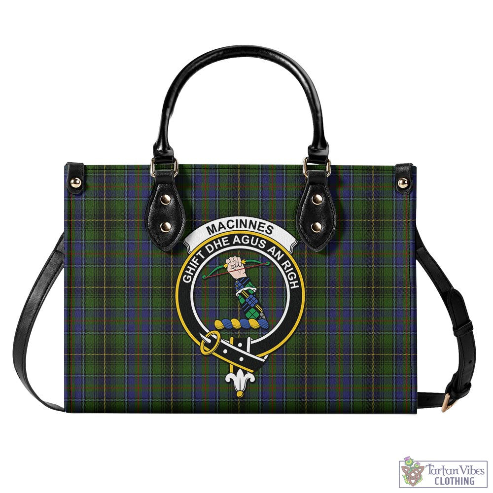 Tartan Vibes Clothing MacInnes Tartan Luxury Leather Handbags with Family Crest