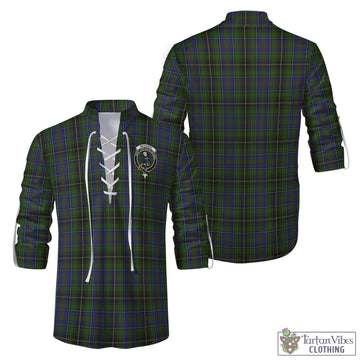 MacInnes Tartan Men's Scottish Traditional Jacobite Ghillie Kilt Shirt with Family Crest