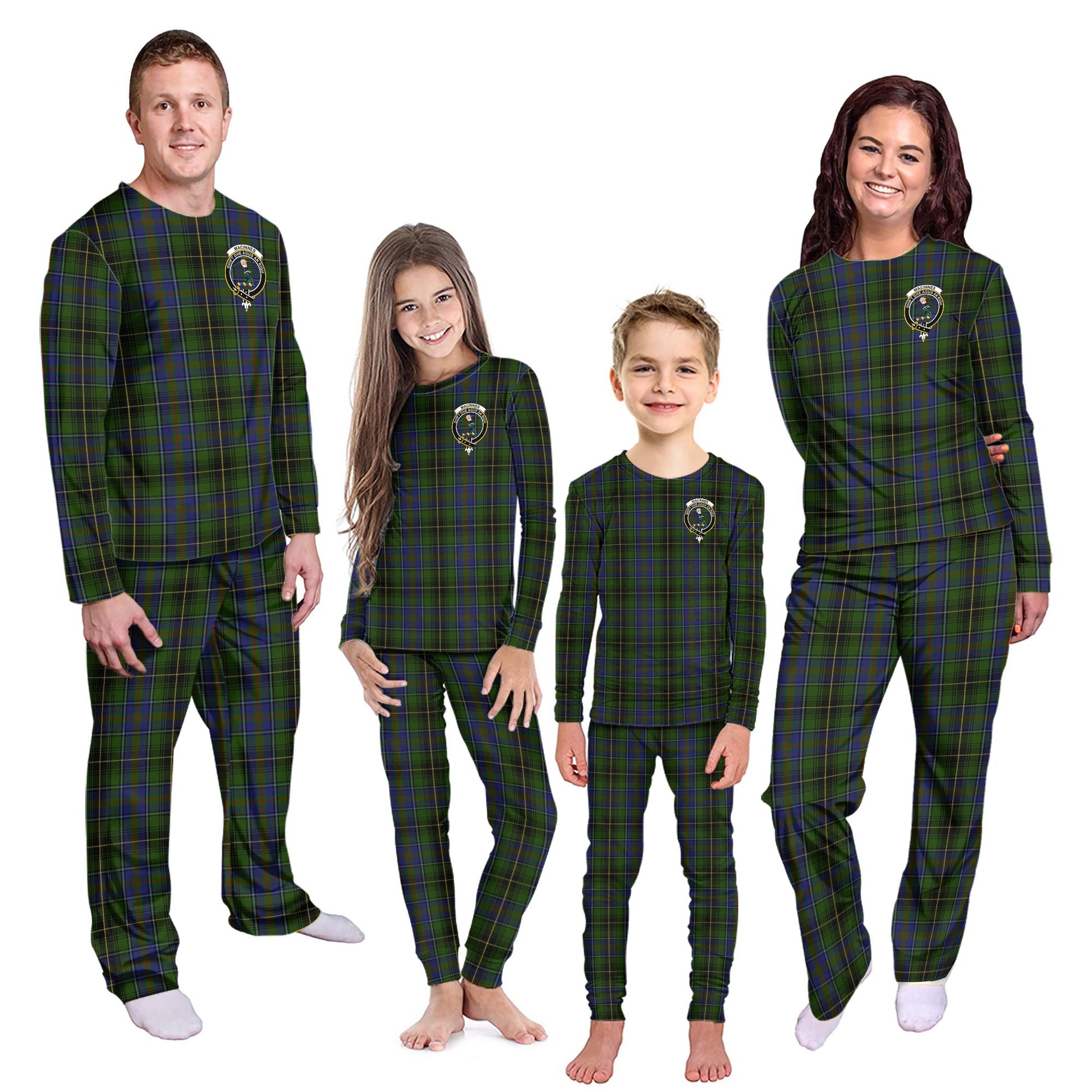 MacInnes Tartan Pajamas Family Set with Family Crest - Tartanvibesclothing