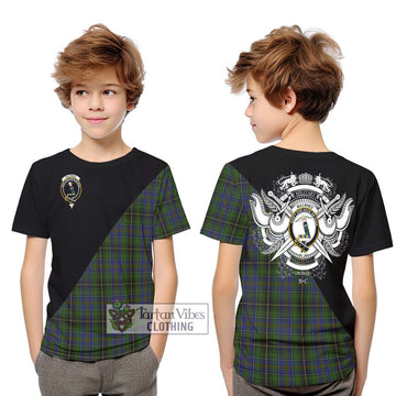 MacInnes (McInnes) Tartan Kid T-Shirt with Family Crest and Military Logo Style