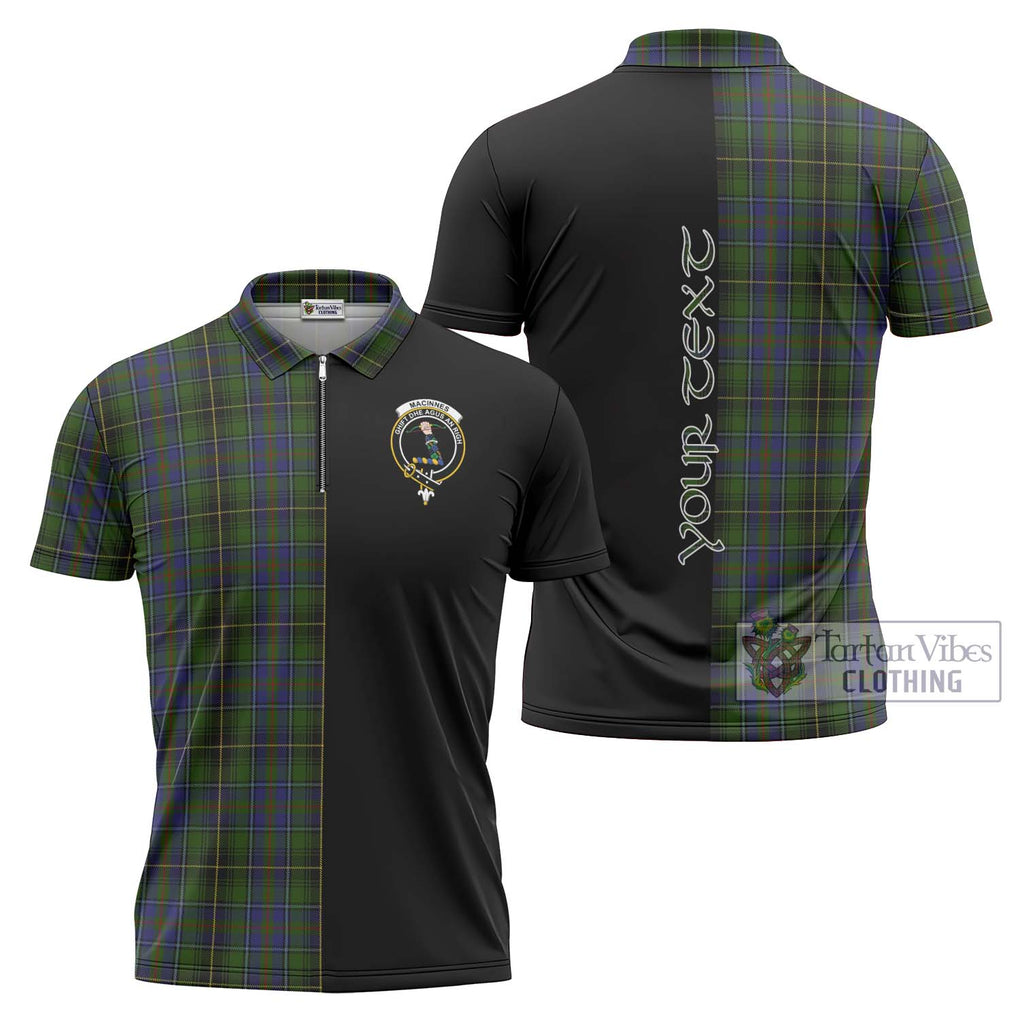 MacInnes (McInnes) Tartan Zipper Polo Shirt with Family Crest and Half Of Me Style Unisex - Tartanvibesclothing Shop