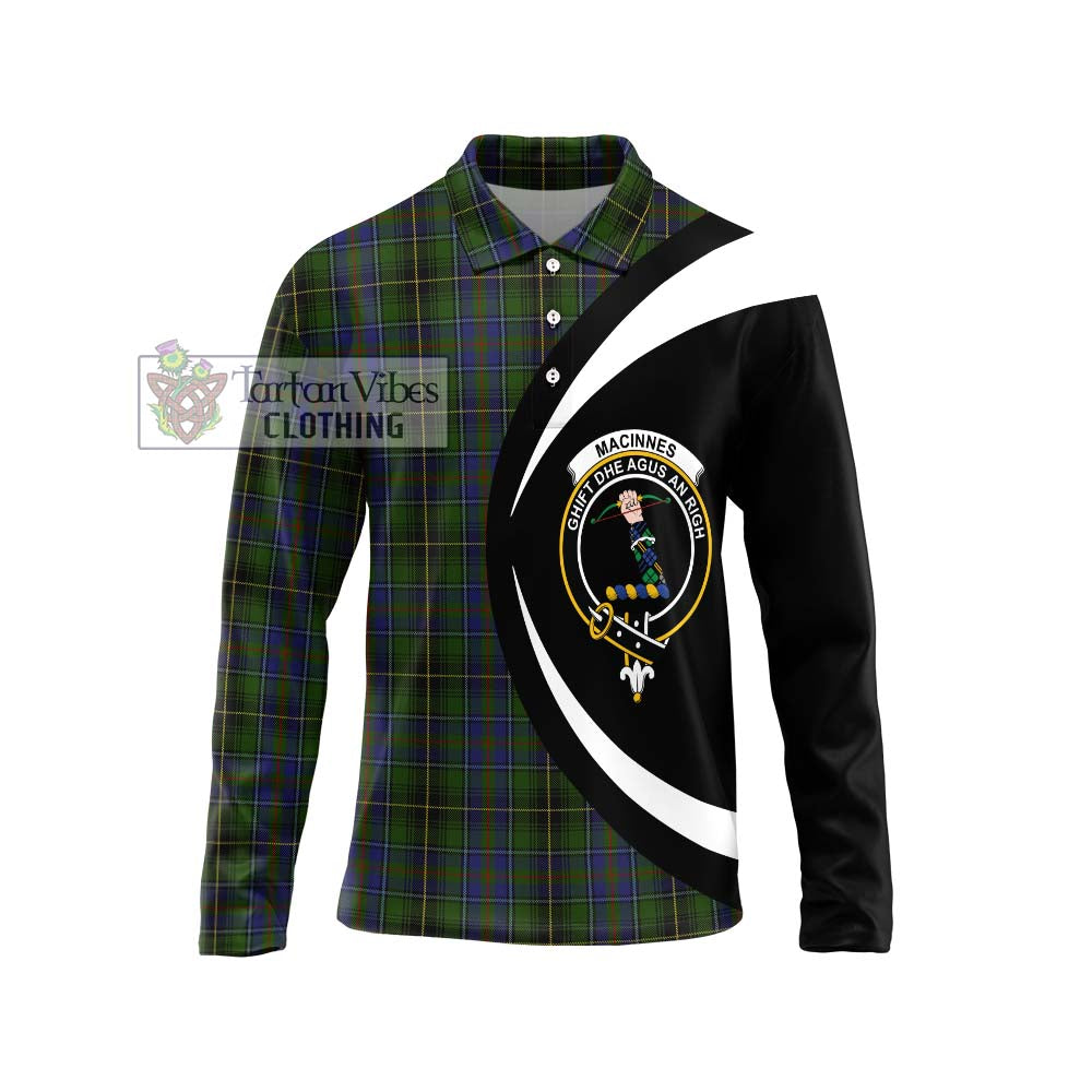 MacInnes (McInnes) Tartan Long Sleeve Polo Shirt with Family Crest Circle Style Unisex - Tartan Vibes Clothing