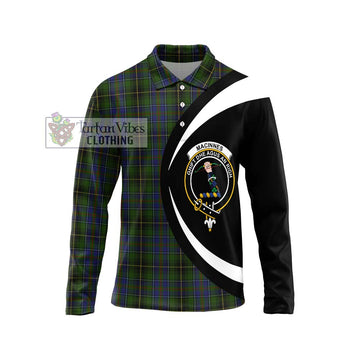 MacInnes (McInnes) Tartan Long Sleeve Polo Shirt with Family Crest Circle Style