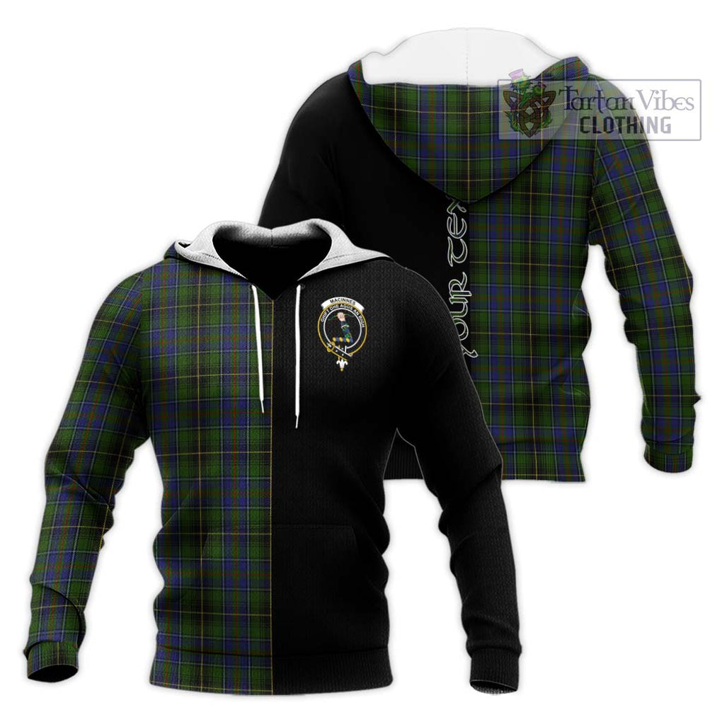 MacInnes (McInnes) Tartan Knitted Hoodie with Family Crest and Half Of Me Style Unisex Knitted Pullover Hoodie - Tartanvibesclothing Shop