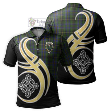 MacInnes Tartan Polo Shirt with Family Crest and Celtic Symbol Style