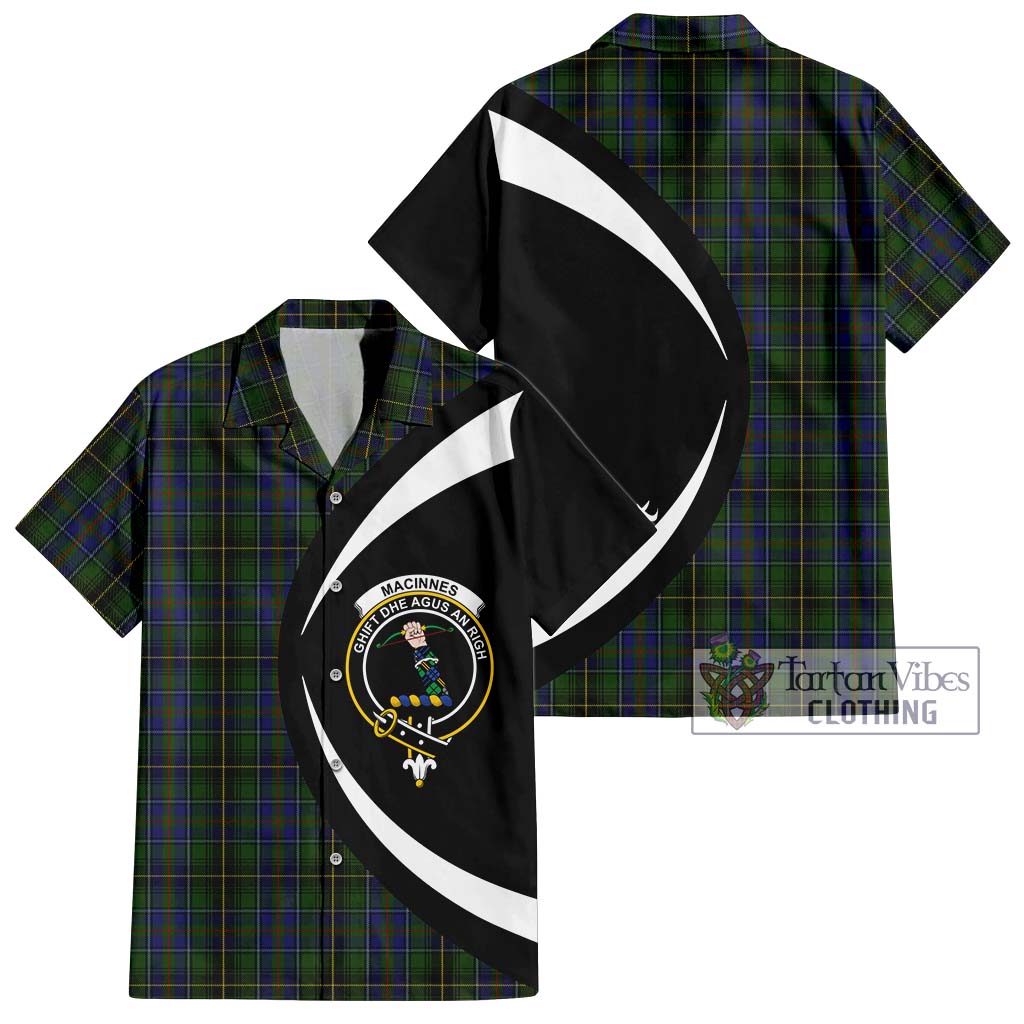 MacInnes (McInnes) Tartan Short Sleeve Button Up with Family Crest Circle Style Kid - Tartan Vibes Clothing