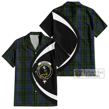 MacInnes (McInnes) Tartan Short Sleeve Button Up with Family Crest Circle Style